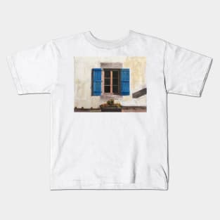 White Walls, Blue Shutters, France Kids T-Shirt